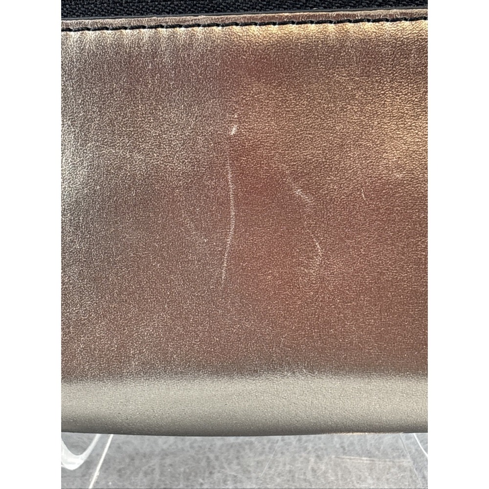 Fossil Metallic Leather Double Zip Around Wristlet Wallet Clutch Crossbody - Picture 6 of 16
